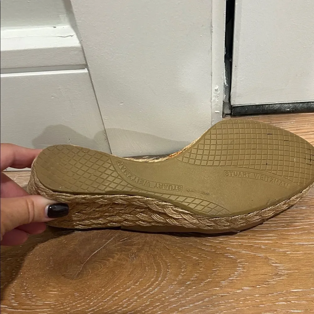 Stuart Weitzman Metallic Wedge Sandals, Size 7.5 - Picture 9 of 16